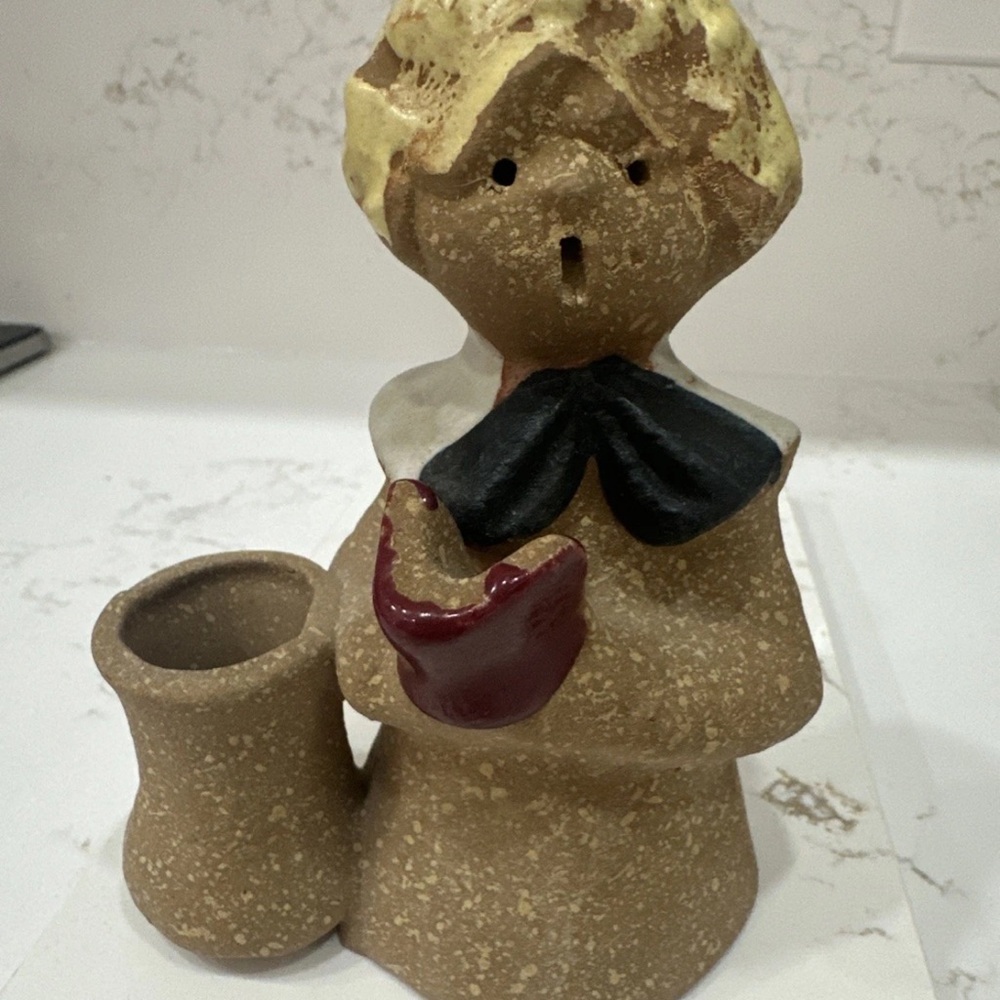 Vintage Christmas Caroler candlestick holder 3.5” x 5”